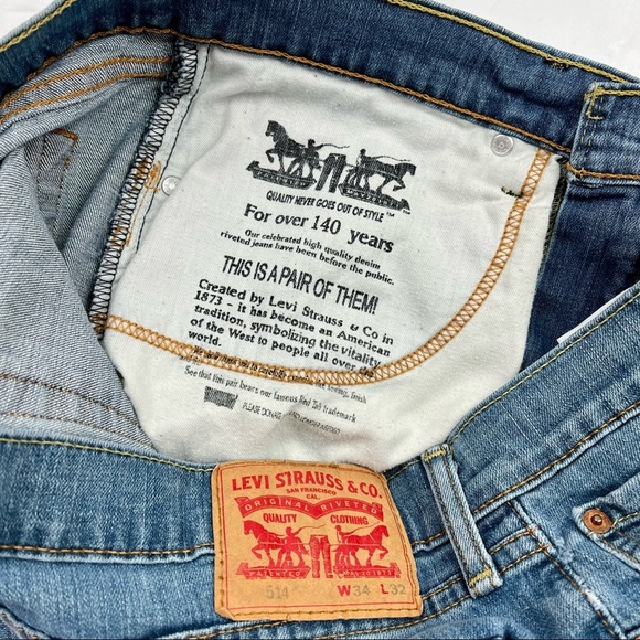 Levi’s 514 Relaxed Fit Straight Leg faded medium wash jeans size 34 - Picture 5 of 6